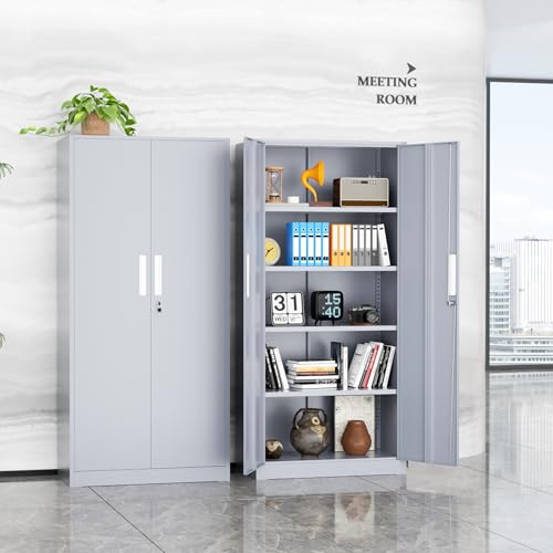 Incbruce 72” Metal Storage Cabinet, Garage Cabinets and Storage System with Doors and Shelves, Tall Lockable Tool Cabinet for Garage, Office, Home (Black)