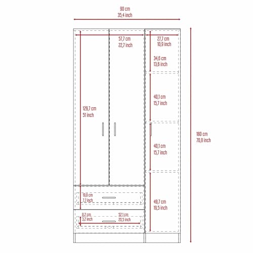 Big Wardrobe, White Double Door Wardrobe, Fashionable Wardrobe in The Bedroom, Large Capacity