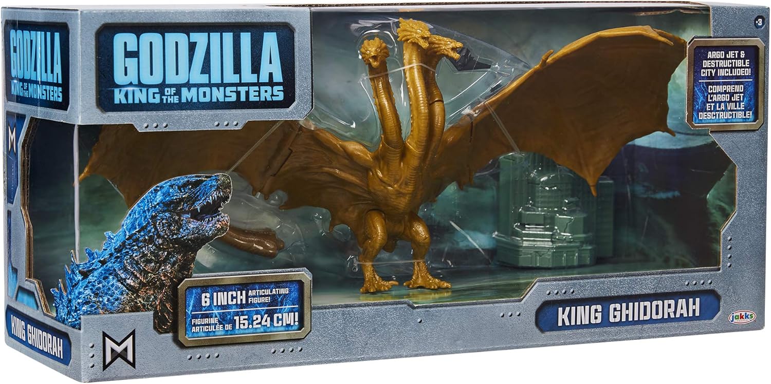 Godzilla King of The Monsters: 6" King Ghidorah Articulated Action Figure with Argo Jet & Destructible City