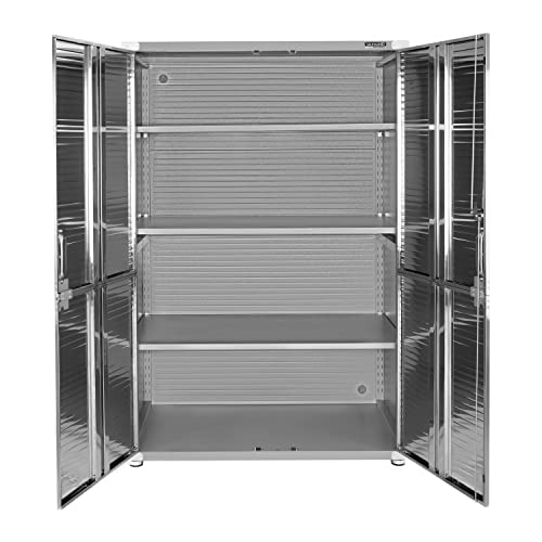 Seville Classics UltraHD Solid Steel Lockable Metal Storage Cabinet Locker Organizer, w/Adjustable Shelves for Garage, Warehouse, Office, Classroom, Granite, 48" W x 24" D x 72" H