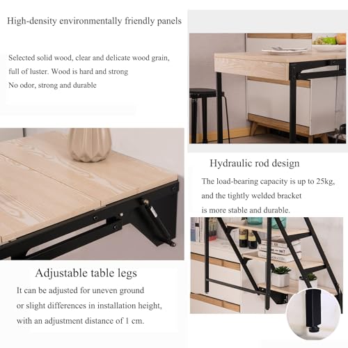 Murphy Folding Table, Fold Fown Dining Table Wall-Mounted Drop-Leaf Table, Wall Mounted Workbench,Wall Mounted Table Dining Table, Space Saving Storage Shelf, Multifunctional Desk & Shelf (Color : B