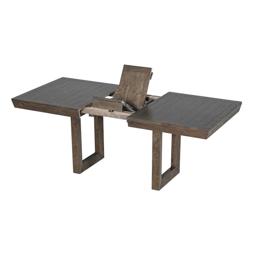 7-Piece Dining Table Set, Farmhouse Rectangular Dining Table with 4 Trestle Base, 6 Upholstered Chairs with Slightly Curve Seat Back for Dining Room and Kitchen, Gray
