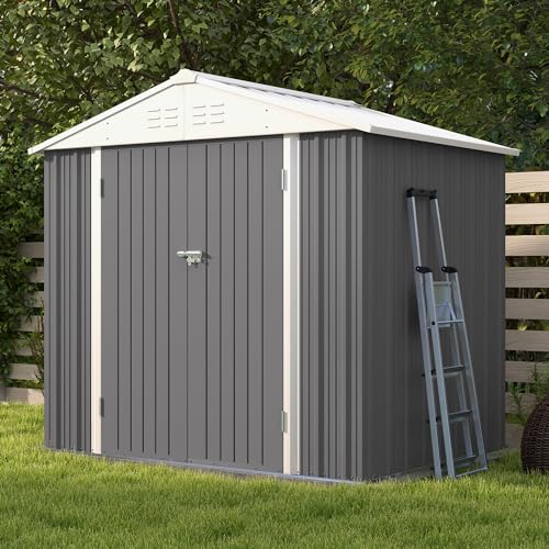 Patiowell 3 x 3 FT Outdoor Storage Shed,Small Garden Tool Storage Shed with Sloping Roof and Single Lockable Door, Outdoor Shed for Backyard Garden Patio Lawn, Grey