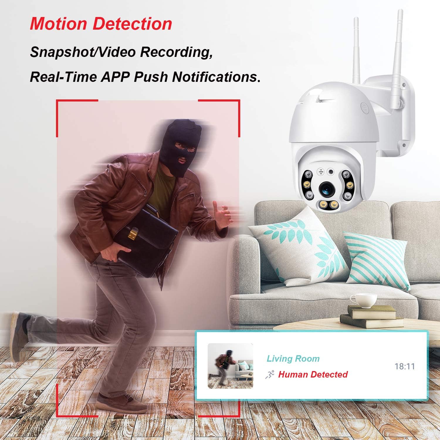 Wireless Security Camera, 2K Home WiFi IP Camera, Pan Tilt Dome Surveillance Camera, Two-Way Audio Motion Detection, Clear Night Vision, Waterproof CCTV Camera, Give Away 32G SD Card. Pack of 2
