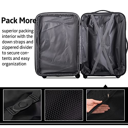 Merax Flieks Luggage Sets TSA 3 Piece Spinner Suitcase Lightweight 20 24 28 inch (Yellow)