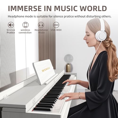 88 Key Fully Weighted Digital Piano Keyboard, 88 Keys Hammer Action Electric Pianos, Wooden Classic Upright Electronic Piano for Beginner, Professional, Midi Compatible, Triple Pedal (Black)