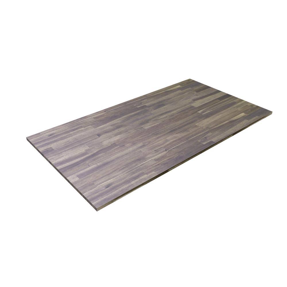 Interbuild 6 ft. 2 in. L x 3 ft. 4 in. W x 1 in. T Butcher Block Countertop in Oiled Acacia with Dusk Grey Wood Oil Stain, Dusk