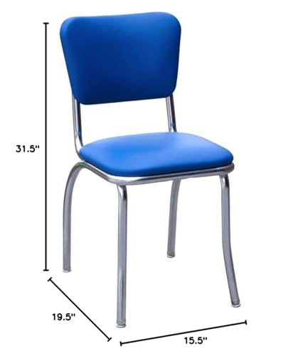 Retro Chrome Kitchen Chair with 1" Pulled Seat, Glitter Sparkle Red
