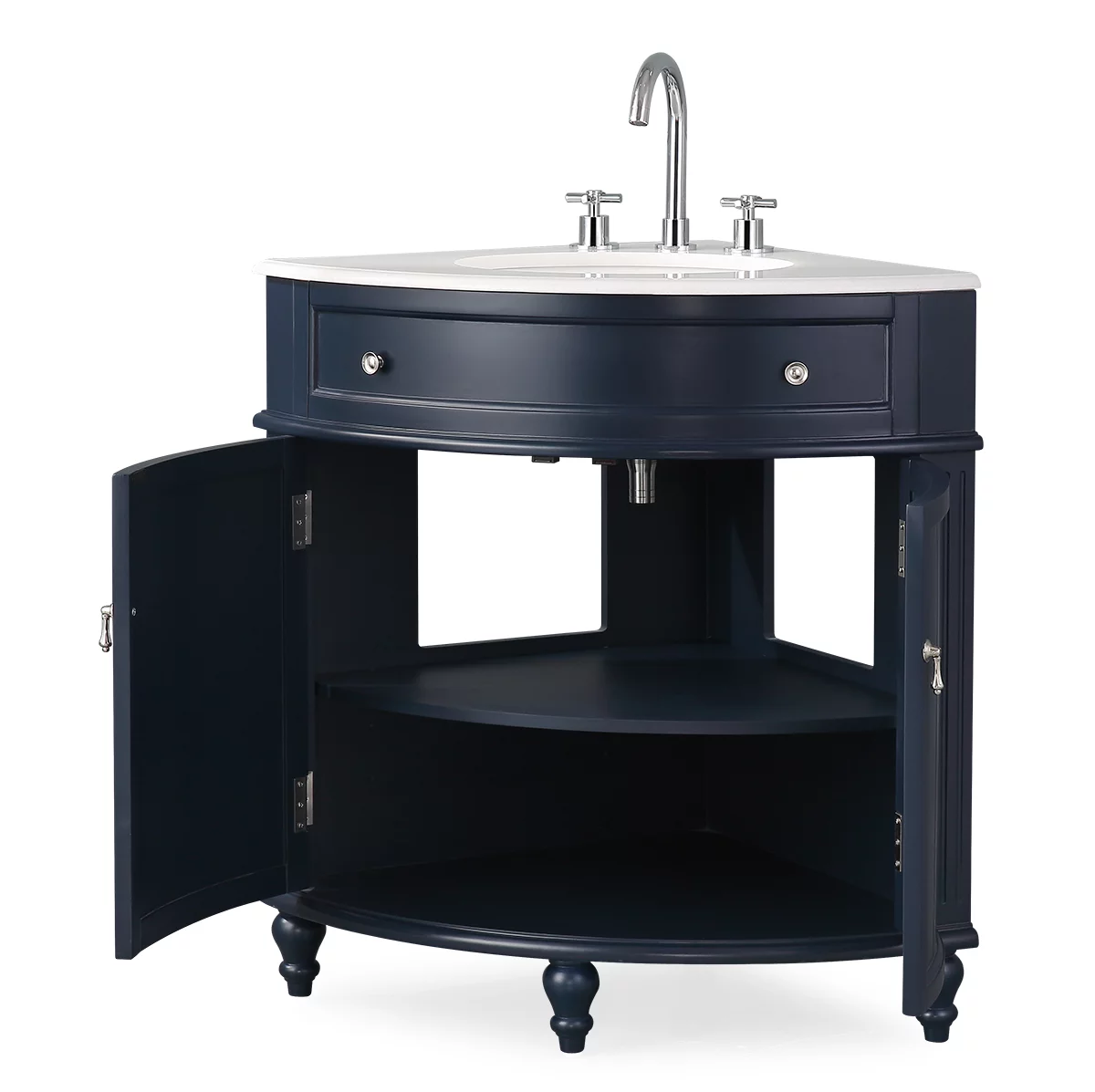 24" Benton Collection Thomasville Dark Blue Corner Bathroom Vanity ZK-47588NB
