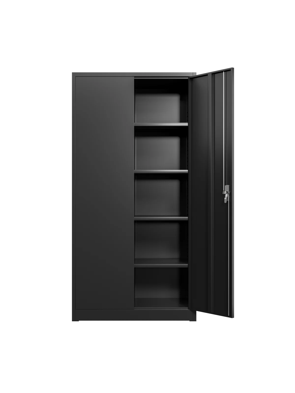 Metal Garage Storage Cabinet Steel Utility Cabinets with 4 Shelves & Locking Doors, Assembly Required（Black）