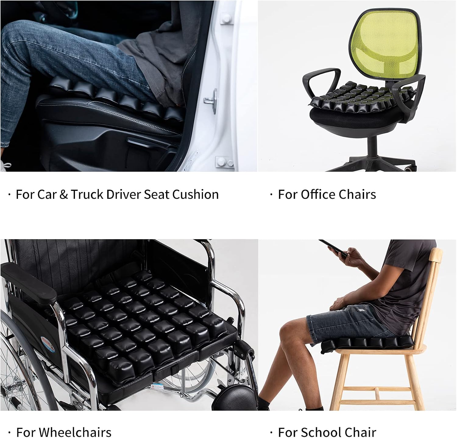 JILITEC Self Inflating Seat Cushion,Air Inflatable Seat Cushion,Chair Cushions for Office Chair,Wheelchair Cushions, Car Seat Cushion,Adjustable Cushion,Non-Slip Hip Protector,16 x 16
