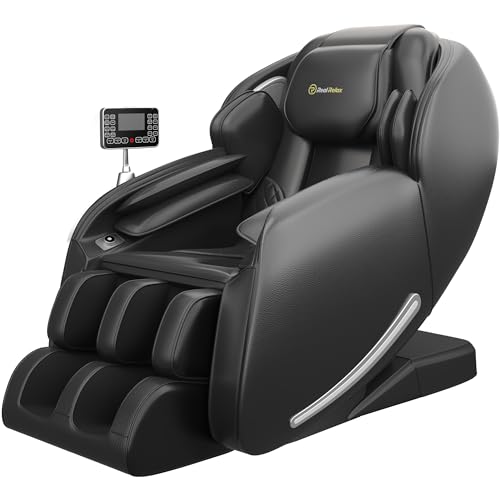 Real Relax Massage Chair Favor-06, Full Body Zero Gravity SL-Track Shiatsu Massage Recliner Chair with APP Control, Brown