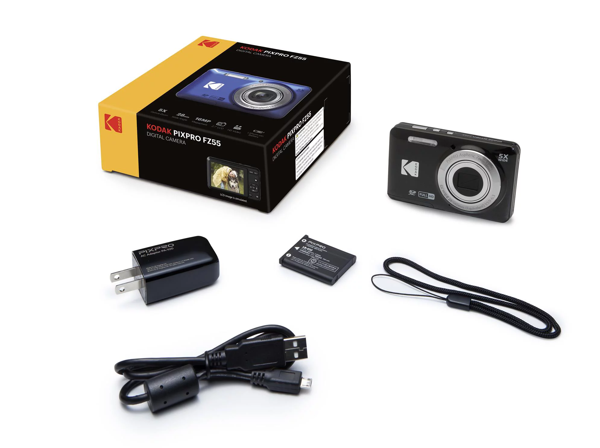Kodak PIXPRO FZ55 Digital Camera (Black) + Accessories