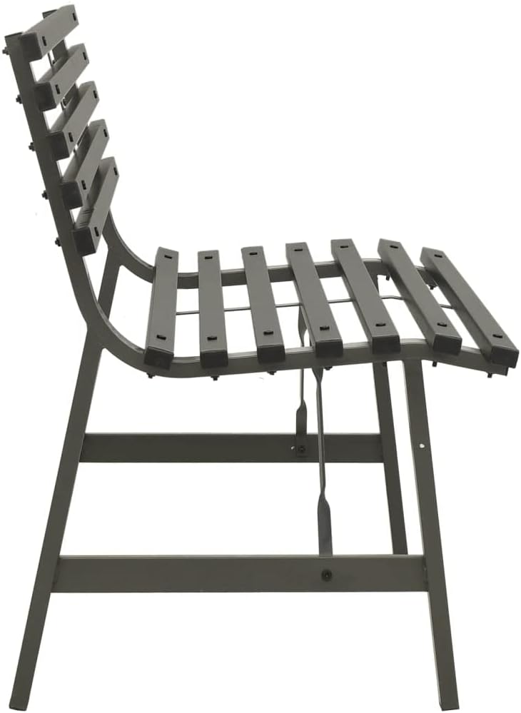 Garden Bench | Outdoor 2-Seater Patio Bench | Metal Park Bench for 2 Person | Yard Seating Bench for Outside Deck Backyard and Balcony | Black Steel 43.3" x 23.2" x 30.1"
