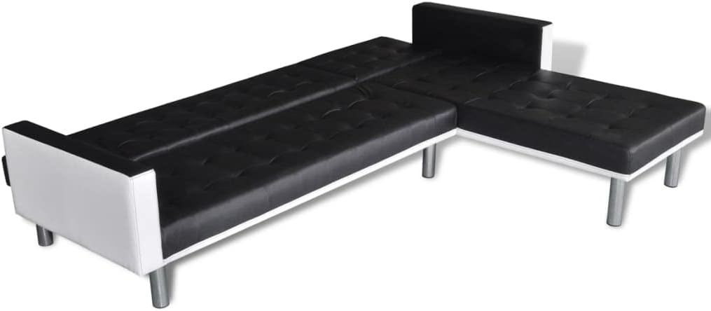 Break Room Essentials Casual Living Room Sofa Comfy Couch L Shaped Couch Convertible Sofa Bed Adjustable Sofa Recliner Reversible Sofa Bed L-Shaped Sofa Bed Artificial Leather Black and White