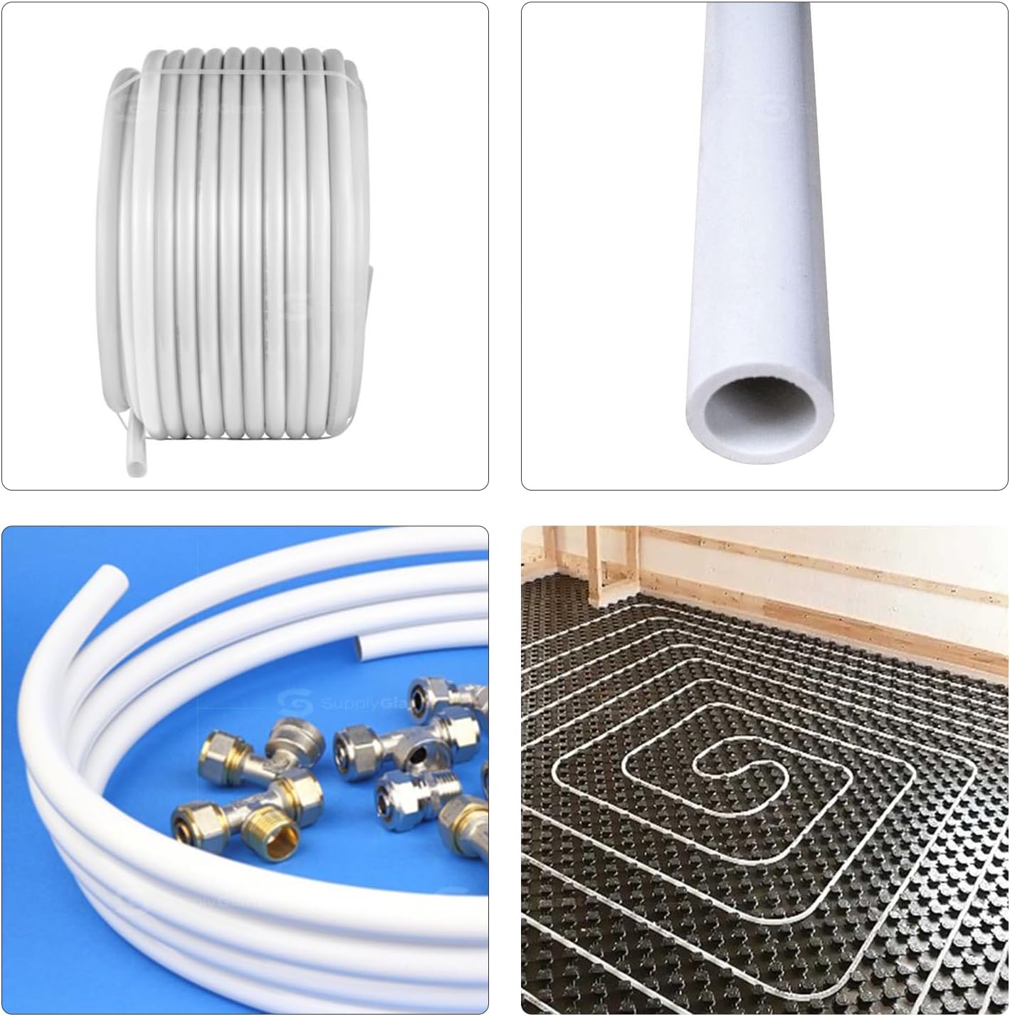 Tubing 1/2 Inch X 100 Feet PEX Pipe, Oxygen Barrier Flexible Water Tubing For Hydronic Radiant Floor Heating, 1/2" PEX Tubing Coil, White