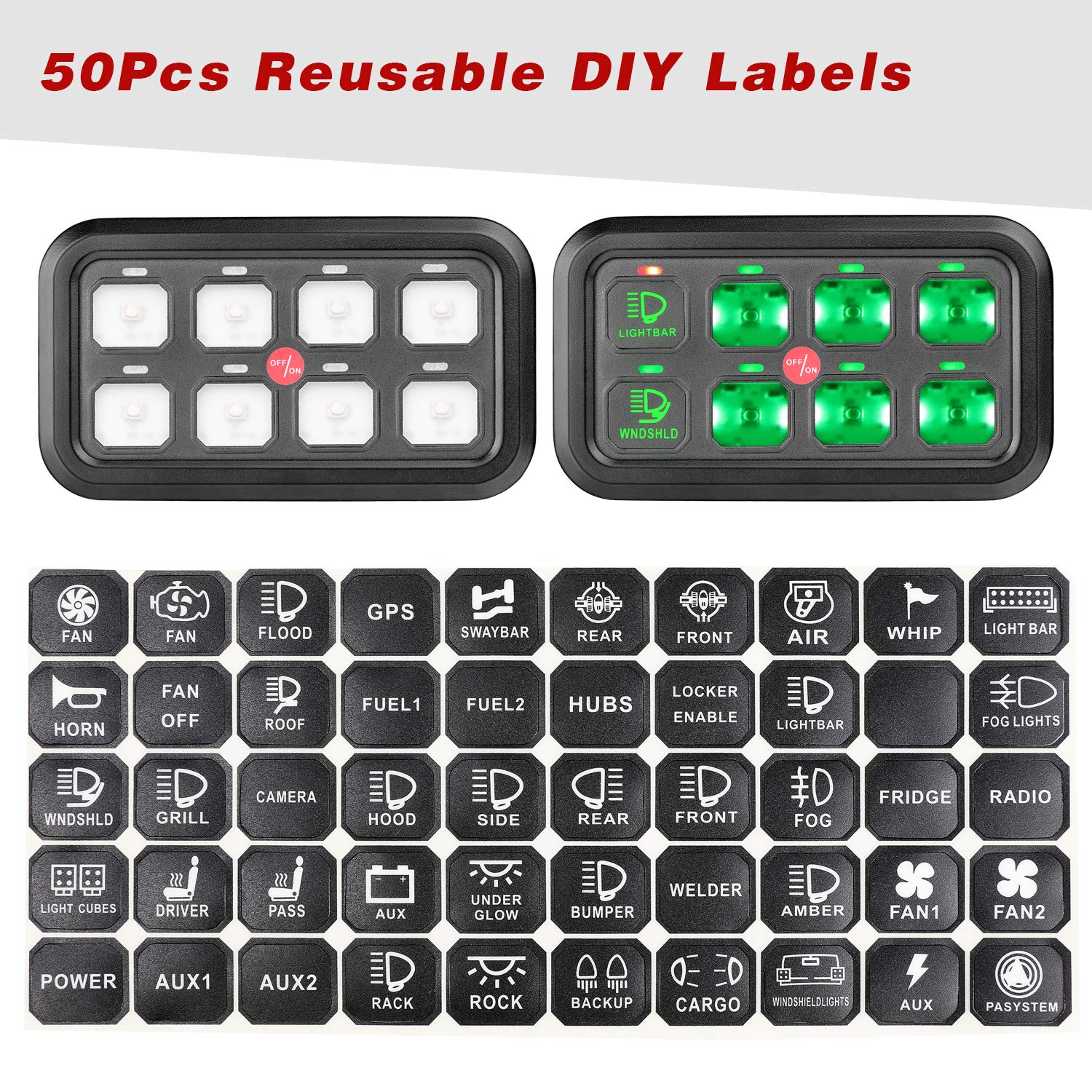 6 Gang Switch Panel Kit, Auto Power Plus Circuit Control Box Relay System Universal ON-Off Touch Switch Box for Car Marine Boat ATV UTV Truck