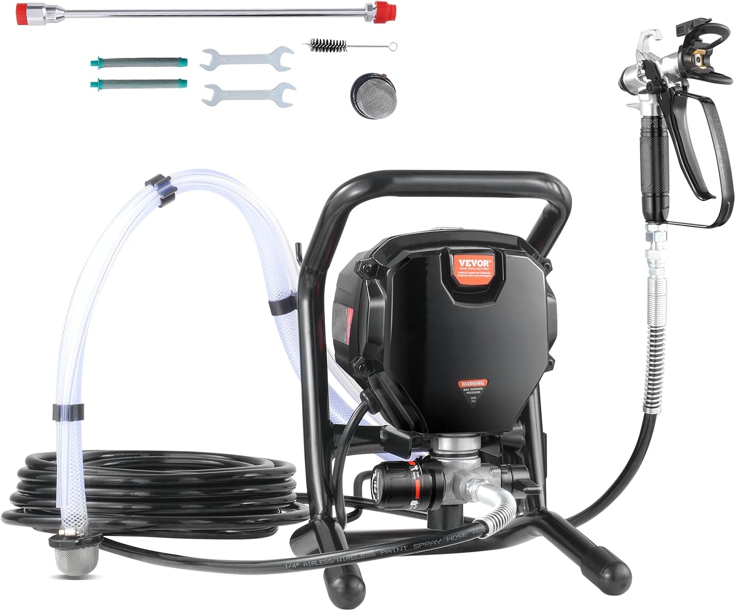 VEVOR Stand Airless Paint Sprayer, 3000PSI 750W Efficient Electric Airless Sprayer,for Home Interior and Exterior Furniture and Fences, Handheld Paint Sprayers, Fine and Even Painting Effect