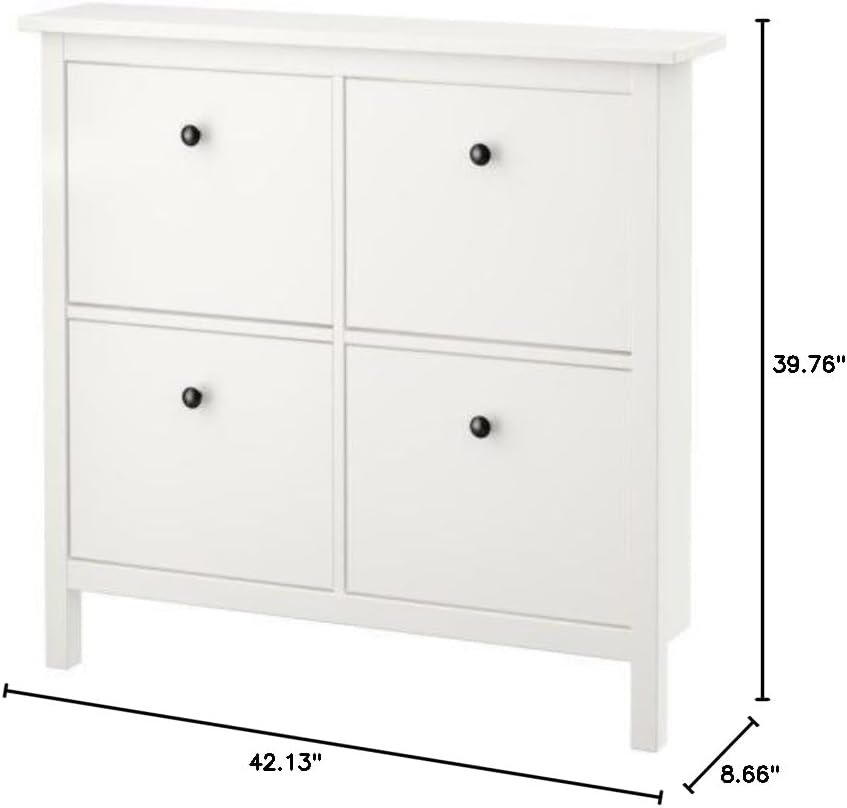Ikea Hemnes Shoe Cabinet with 4 Compartments, White, 107 x 101 cm