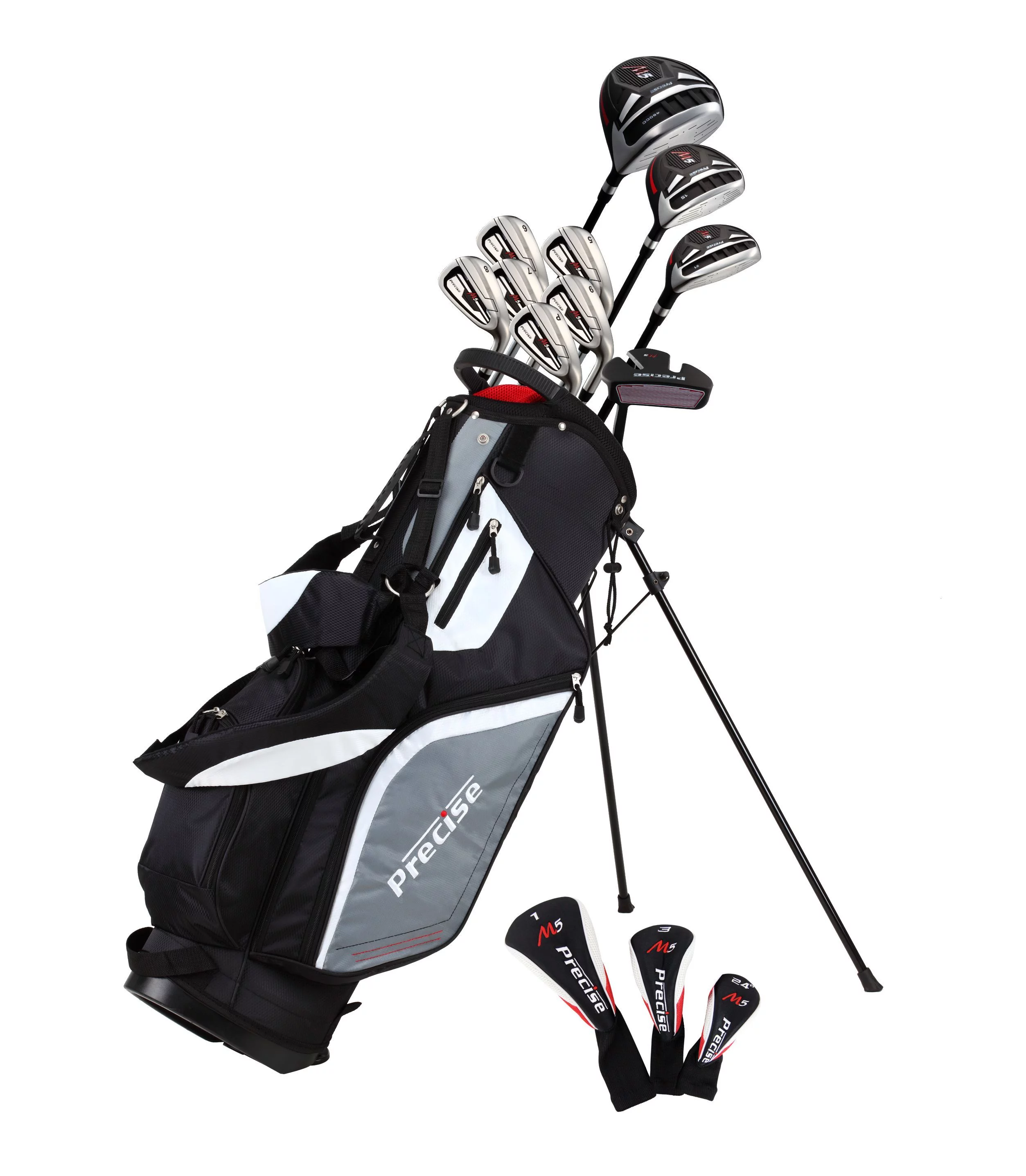 Precise Naturals M5 Men's Complete Golf Clubs Package Set, Black and Grey