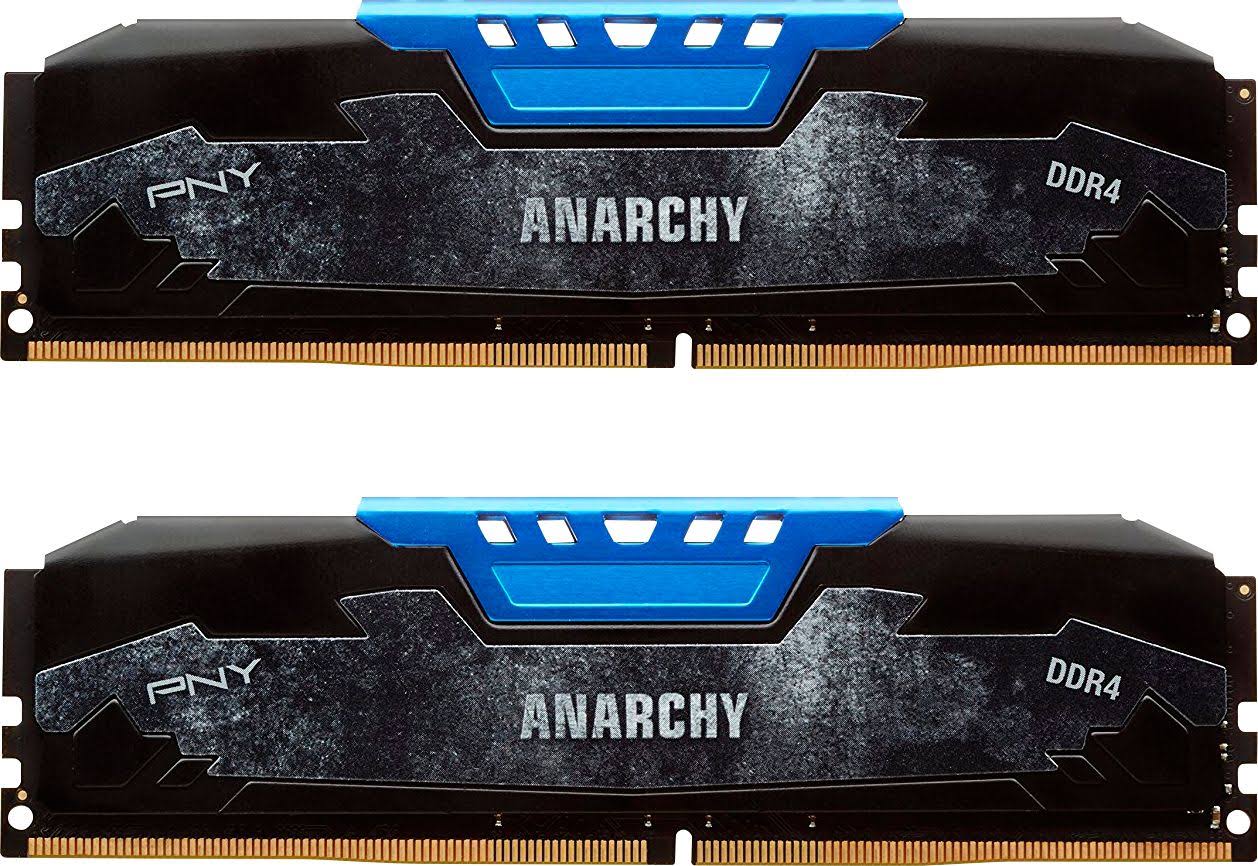 PNY - Anarchy 16GB (2pk x 8GB) 2.4 GHz DDR4 DIMM Desktop Memory Kit - Blue