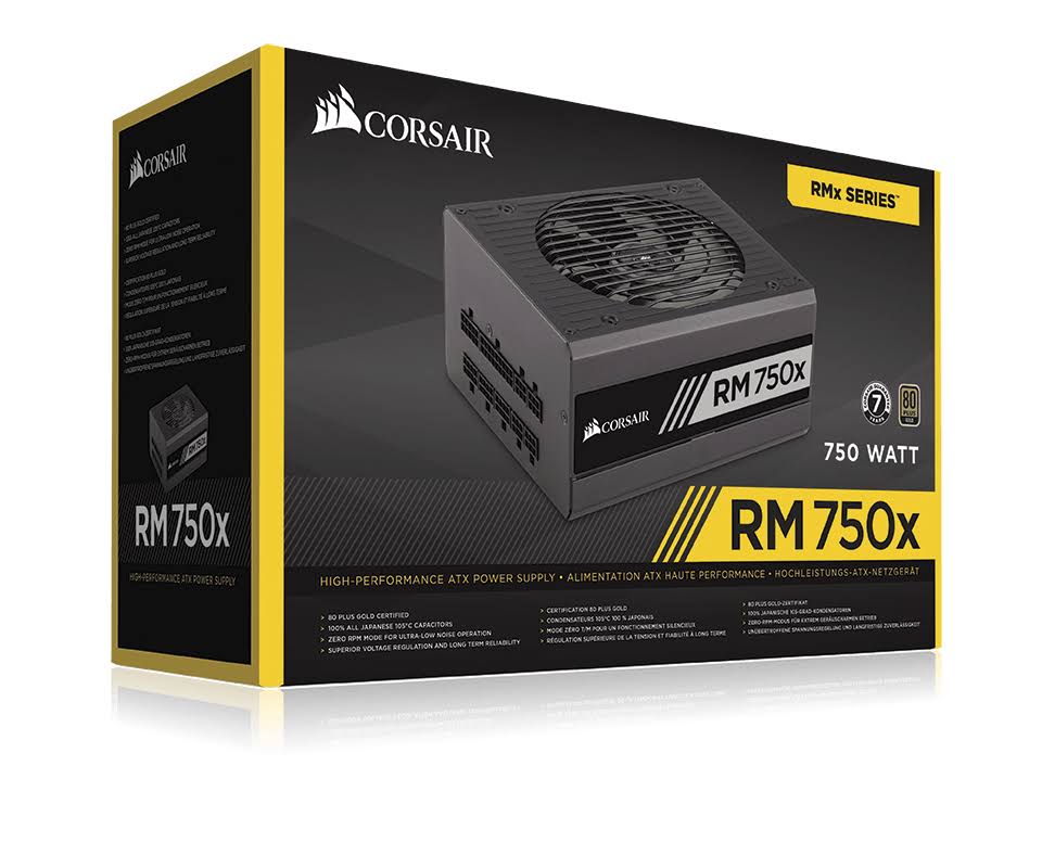 Corsair RMX Series, RM750x, 750W, Fully Modular Power Supply, 80 Plus Gold