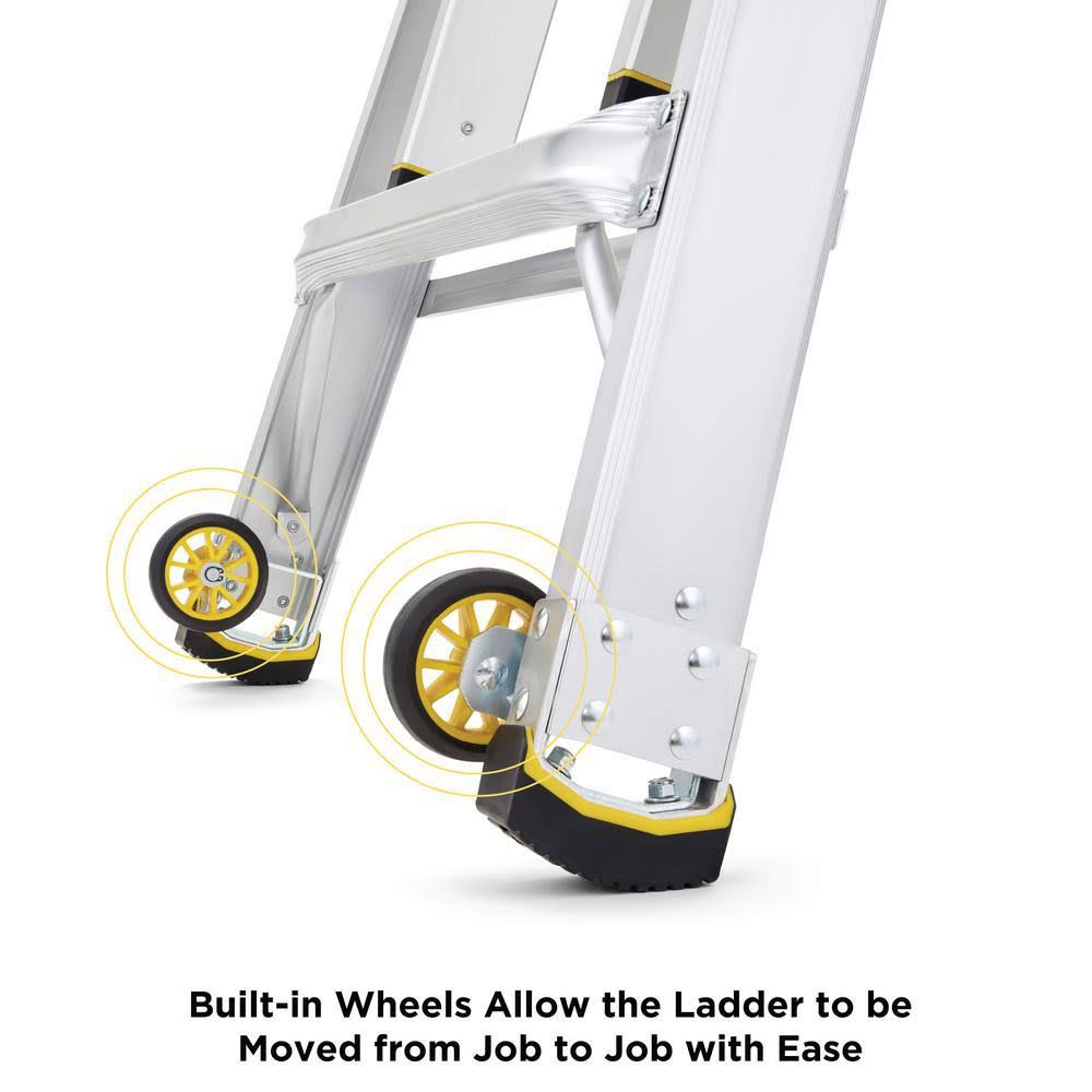 Gorilla Ladders 26 ft. Reach MPXW Aluminum Multi-Position Ladder with Wheels, 375 lb. Load Capacity Type IAA Duty Rating