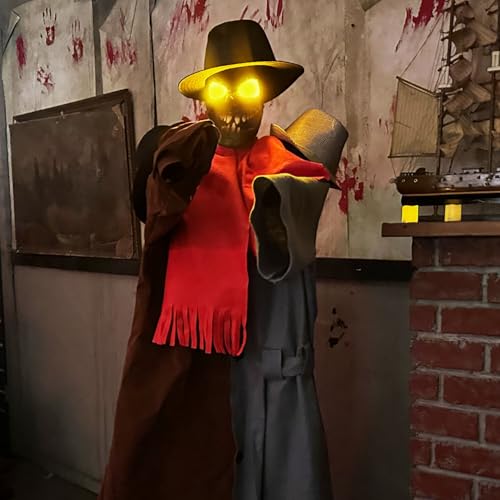 Haunted Hill Farm Life-Size 2.9-Ft Animatronic Gravely Granny by Tekky Halloween Decoration with Motion-Activated Sounds