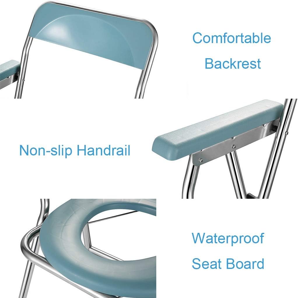 KOHARA Commode Chair Bathroom Safety Frame Toilet Seat Shower Chair Folding Toilet Chair Bedside Potty Chair for Elderly Seniors, Disabled, Handicapped