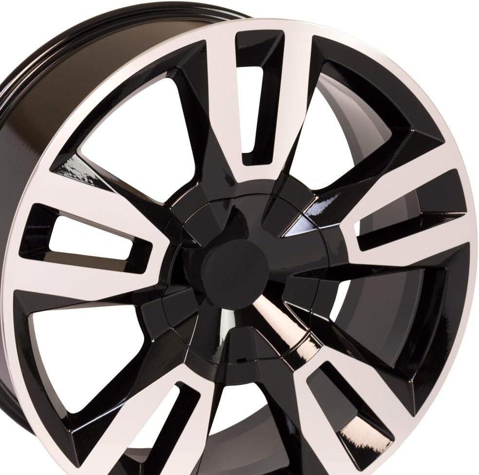 OE Wheels LLC 22 inch Rim Fits 6x139.7 Silverado Suburban Tahoe Sierra Yukon Escalade CV40 22x9 Black Machined Wheels Hollander: 5620