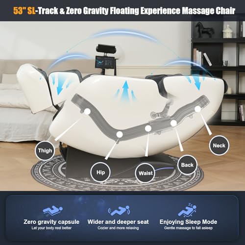 Massage Chair Full Body, 2025 Zero Gravity SL-Track Shiatsu Massage Chairs Recliner with AI Voice, LED Backlight Remote Control, Waist & Calf Heating, Phone Joystick and Holder, G6 Black
