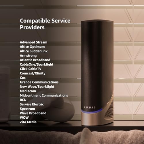 ARRIS (SB8200) - Cable Modem - Fast DOCSIS 3.1 32x8 Gigabit Cable Modem , Approved for Comcast Xfinity, Cox, Charter Spectrum, & more | 1 Gbps Max Internet Speed, 4 OFDM Channels - (No Built-in Wifi)