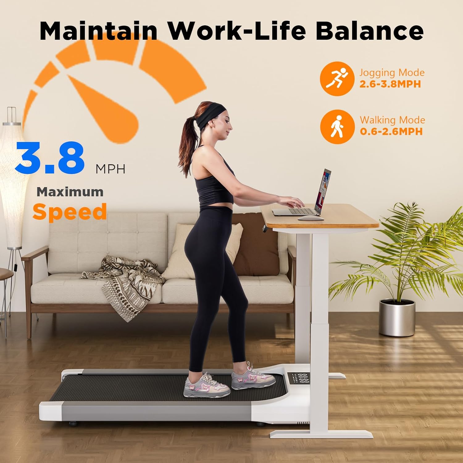 Walking Pad Treadmill, Mini Under Desk Treadmill for Home&Office, Portable Walking Treadmill with Remote Control LED Display, 300 lb Capacity