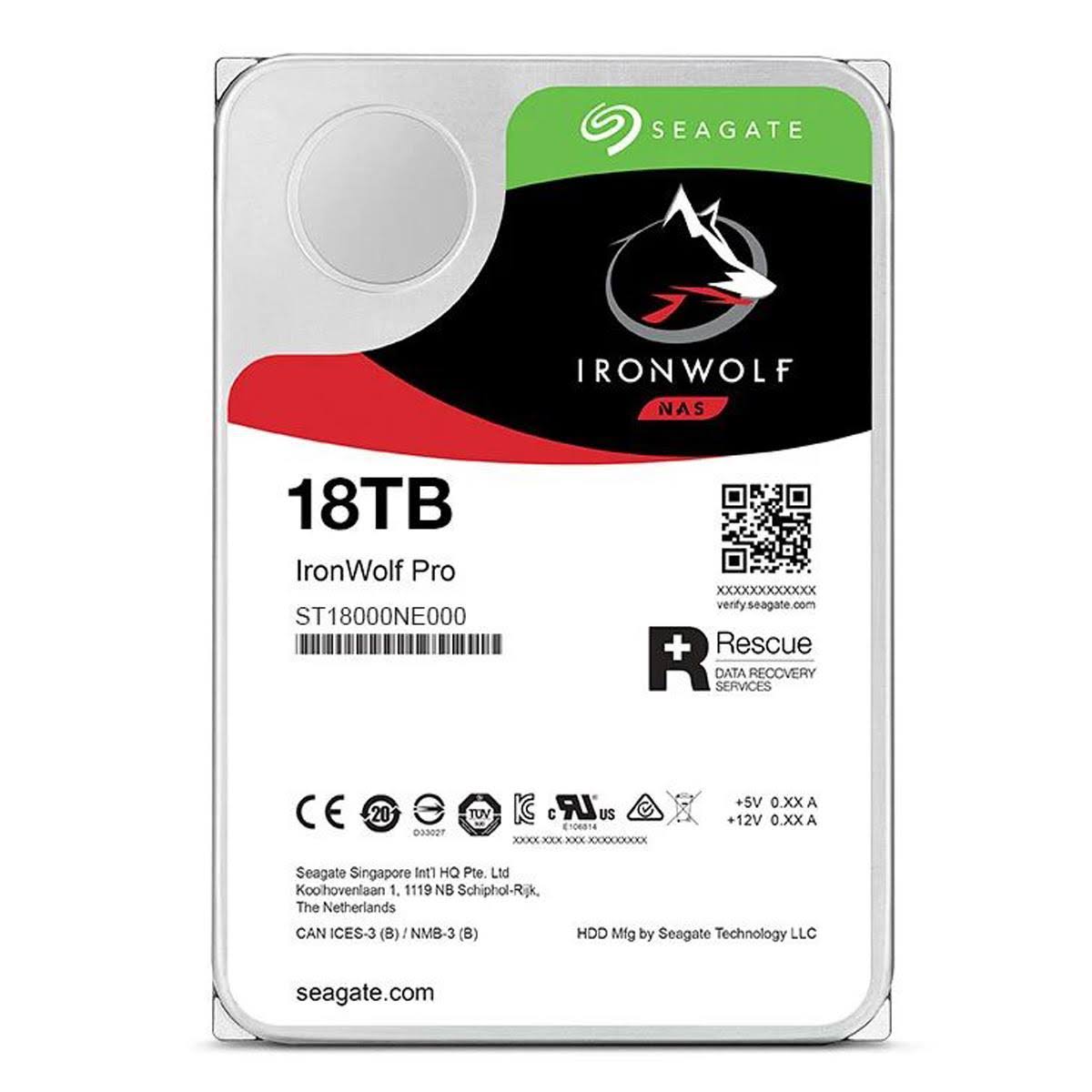 Seagate IronWolf Pro 18TB NAS Internal Desktop Hard Drive, SATA 6Gb/s, 7200 RPM ST18000NE000