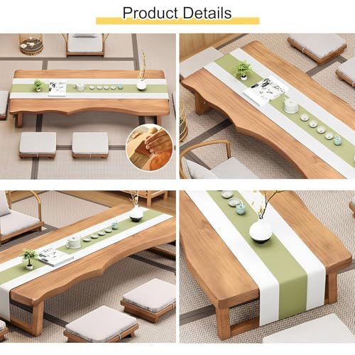 Japanese Floor Table, Solid Wood Low Table for Sitting On The Floor, Low Coffee Table for Living Room, Party Table Dining Tea Table(120x60x35cm)