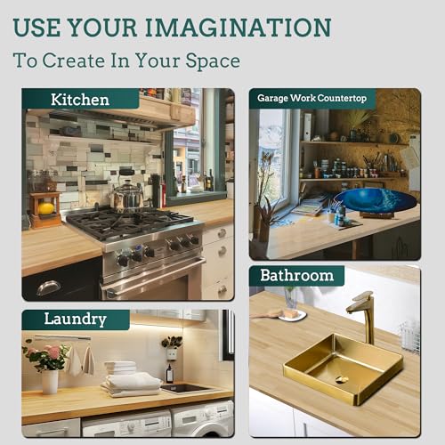 Butcher Block Counter Top, Durable and Sturdy Birch Solid Hardwood Countertop, Washer/Laundry Countertop, Table Top, Unfinished, 1.5" Thickness, 25" W x 60" L