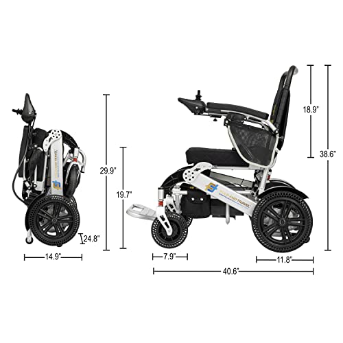 Auto Folding Lightweight Electric Wheelchairs for Adults Foldable Power Wheelchair (Silver)