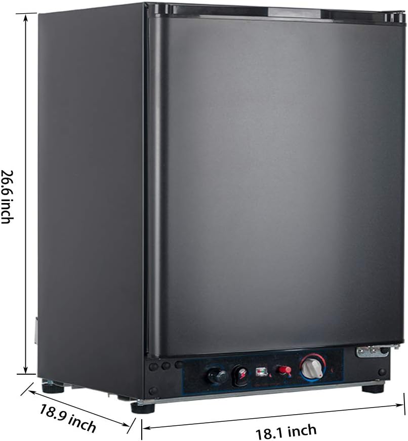 Smad 3.5 Cu.ft. Propane Refrigerator 3 Way Gas/110V/12V Refrigerator with Freezer for RV Camper with Electric/Gas Thermostat and Flame Indicator