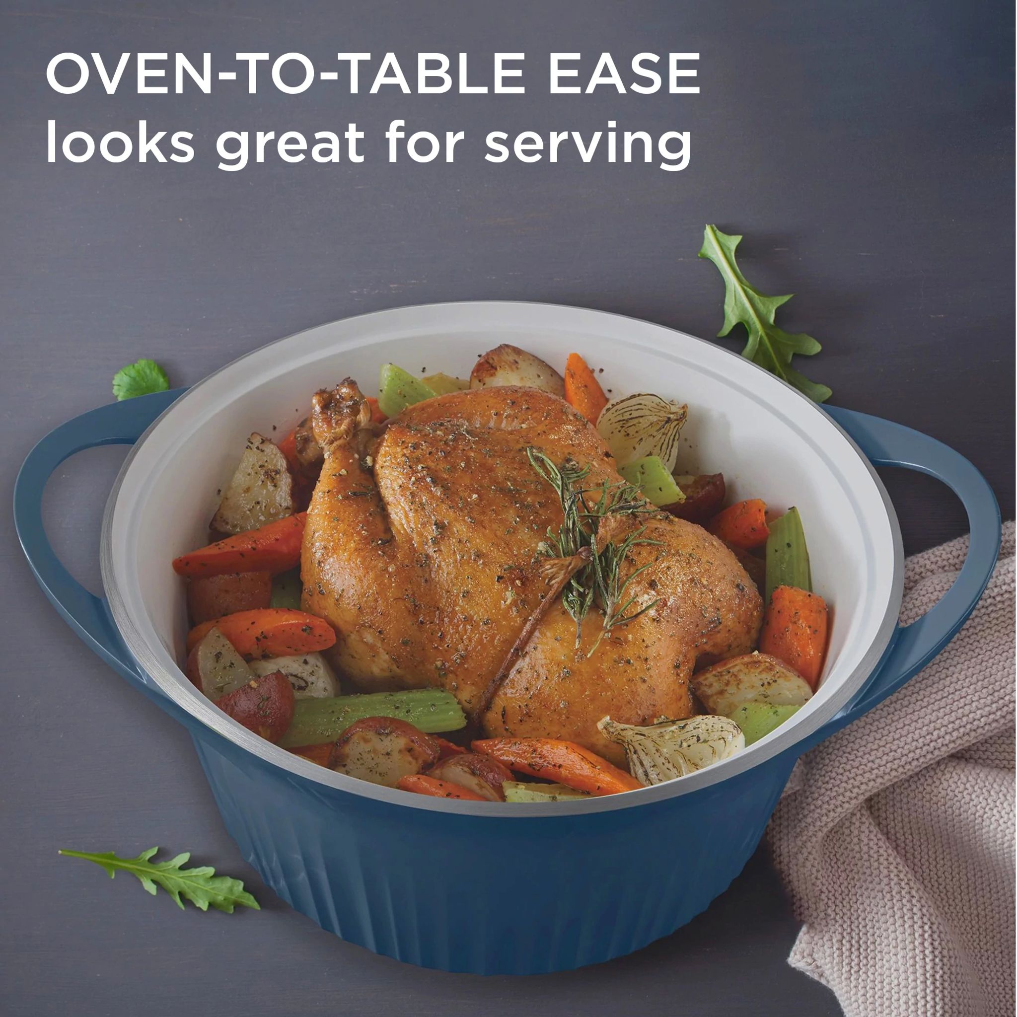 CorningWare QuickHeat 5.5-quart Dutch Oven with Lid, French Navy