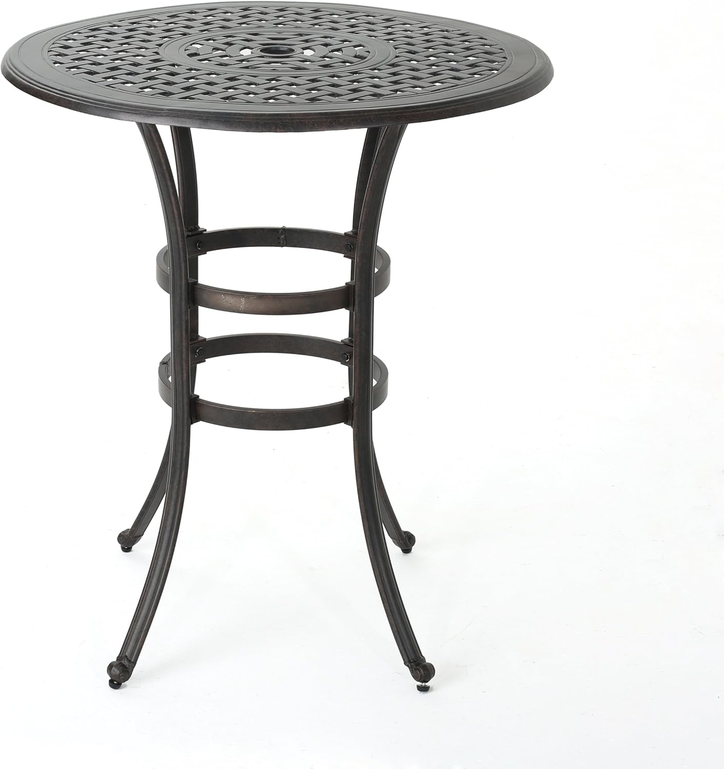 Christopher Knight Home Alfresco Outdoor 37 Cast Aluminum Round Bar Table, Bronze