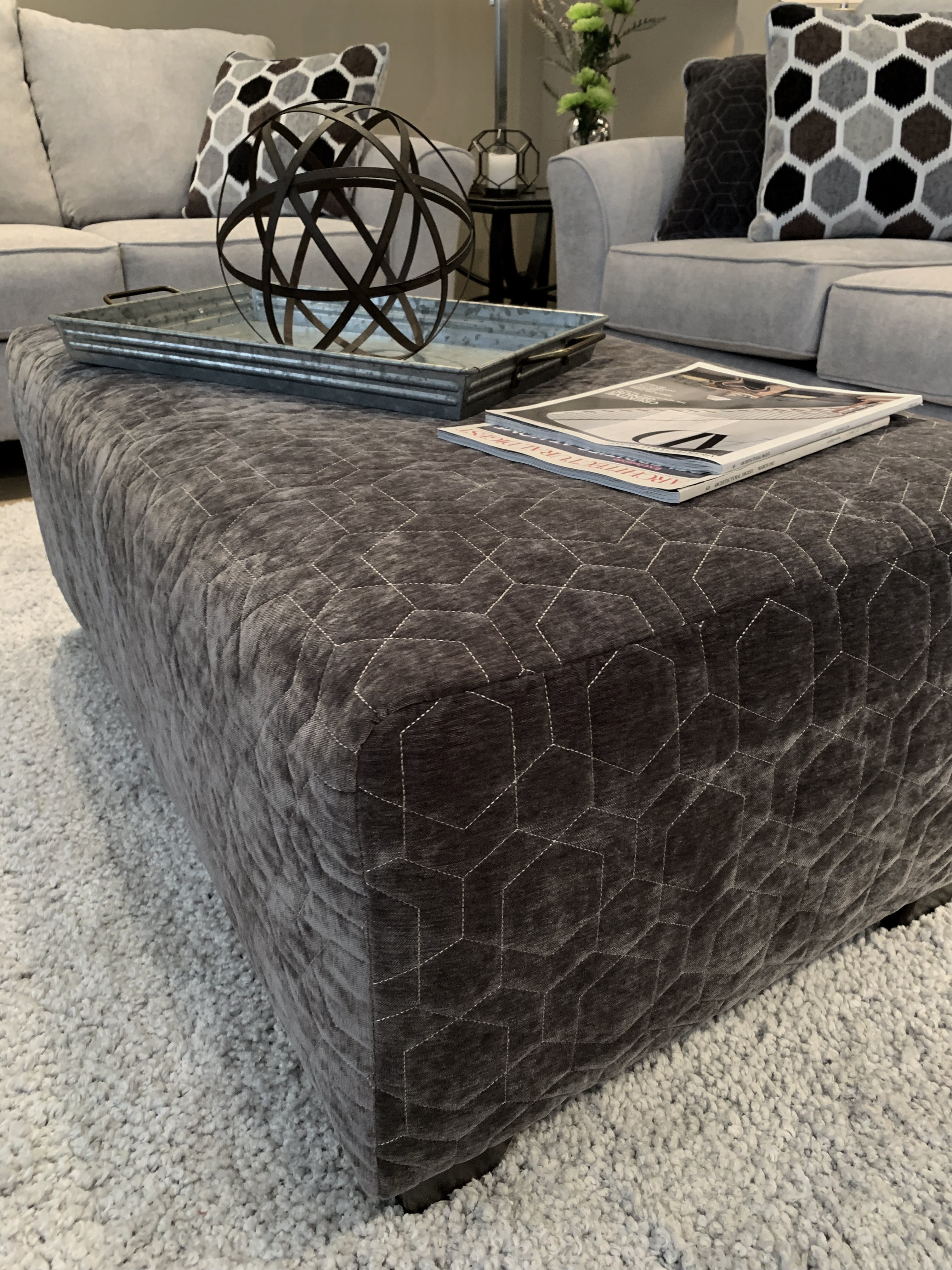 Roundhill Furniture Camero Fabric 4-Piece Living Room Set, Sliver