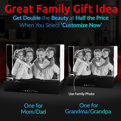 ArtPix 3D Premium Crystal Photo, Personalized Gifts for Mom, Women, Wife, Men, Her, Husband,Grandma, Great Customized Gift With Your Own Photo, Custom Birthday 3D Picture Rectangle, Couples Gifts