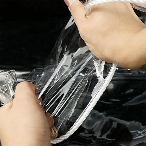 Clear Tarpaulin with Eyelets, Heavy Duty Waterproof 0.35mm PVC Glass See Through Tarp Cover Sheet for Garden Furniture,Pool,2.5 * 5M,Clear