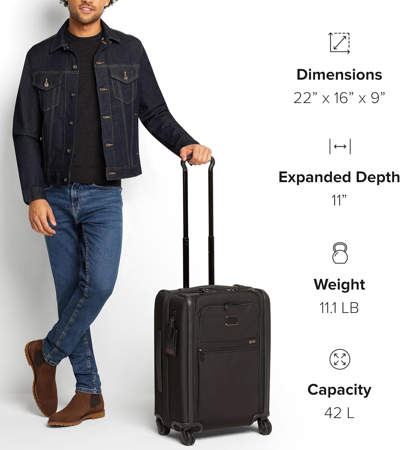TUMI - Alpha Continental Dual Access 4-Wheeled Carry-On Luggage - Rolling Suitcase for Men and Women - Luggage Carry-On with 4 Spinner Wheels - Rolling Luggage with Security Zippers - Black
