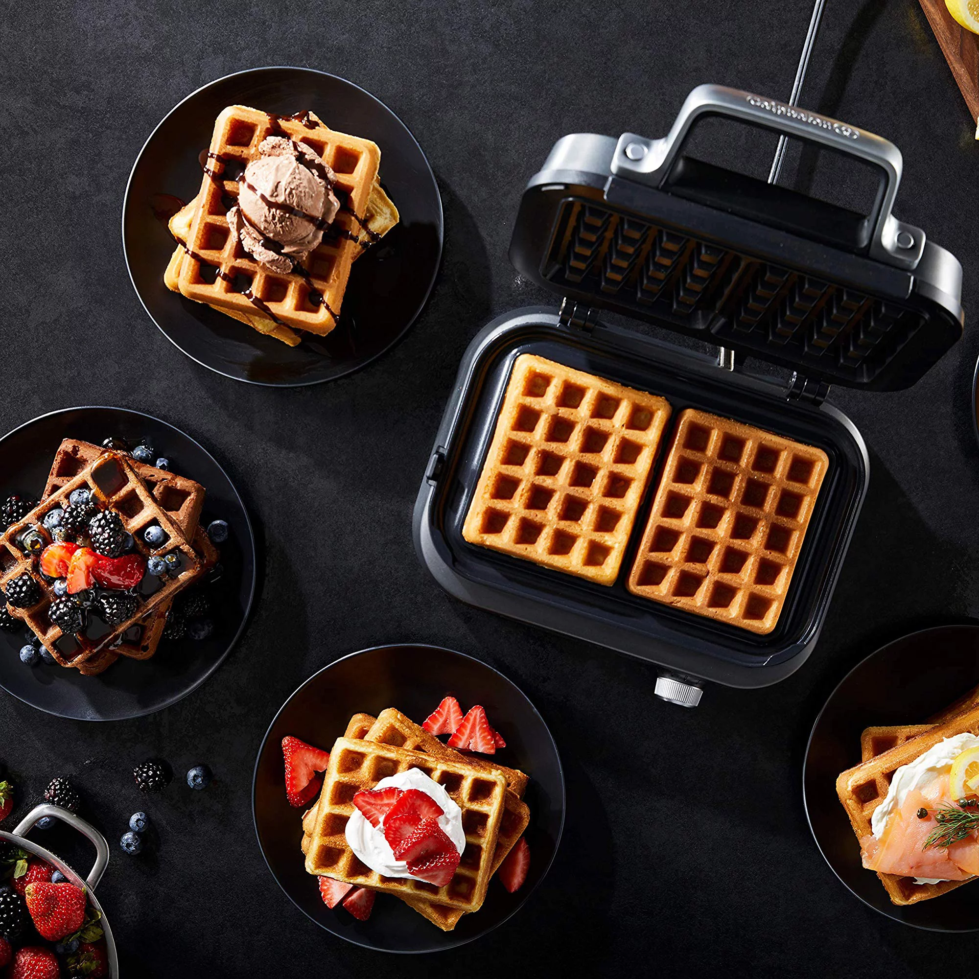 Calphalon Intellicrisp Waffle Maker, Dark Stainless Steel