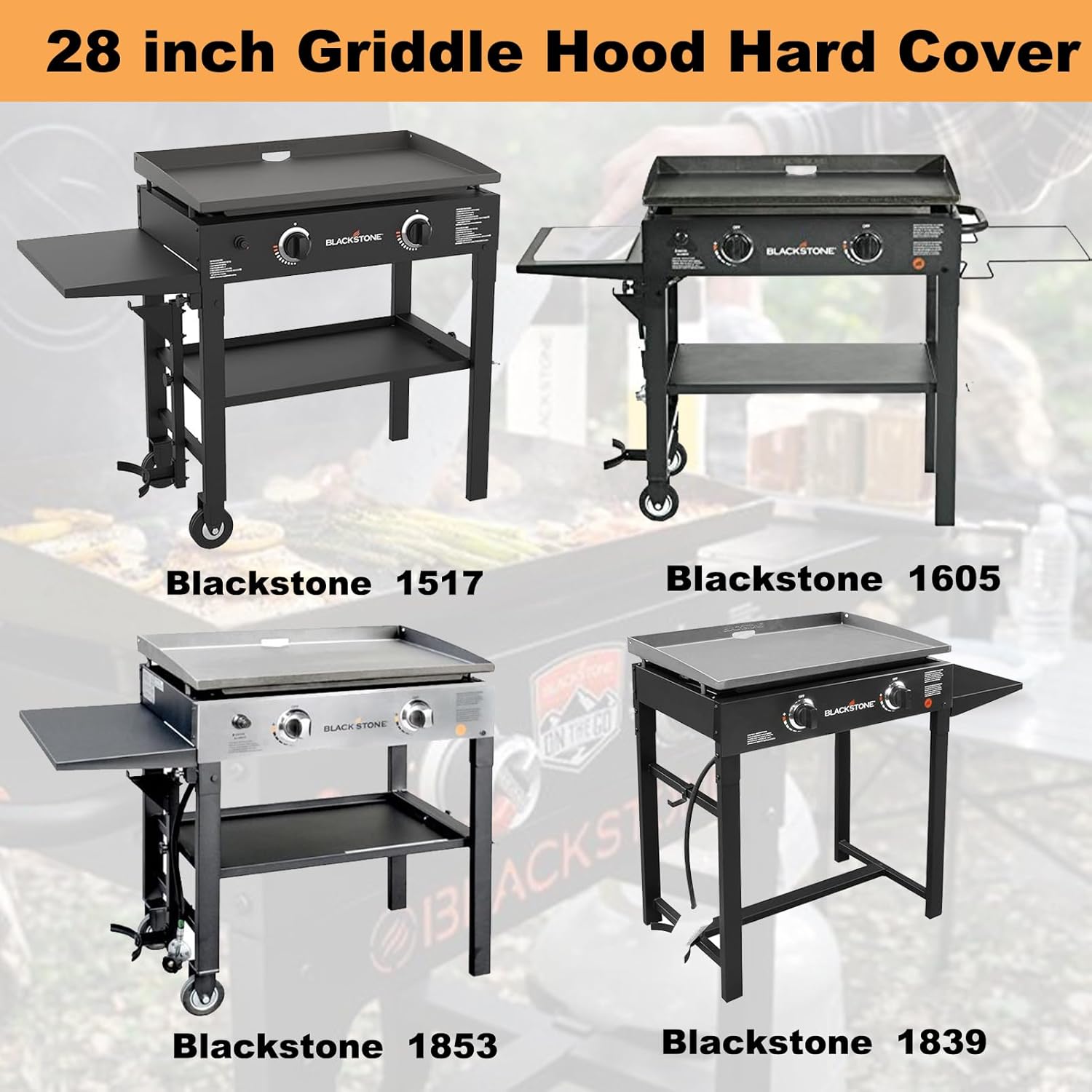 Upgrade Hinged Lid for 28 inch Blackstone Griddle Hard Cover Hood with Thermometer for Blackstone 28" Flat Top Lid 1517 1605 1853 Cooking Station Accessories