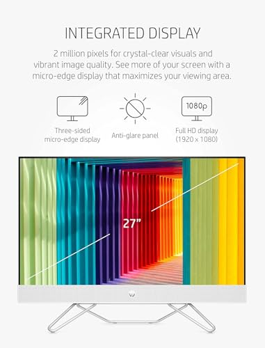 HP 27"" All-in-One Desktop, AMD 4-Core Ryzen 3 5300U, 27"" FHD IPS Display, AMD Radeon Graphics, WiFi, HDMI, RJ-45, 1080p HD Camera, 16GB DDR4 1TB M.2 SSD, Win11 Pro, ‎Starry White, 27-CB000