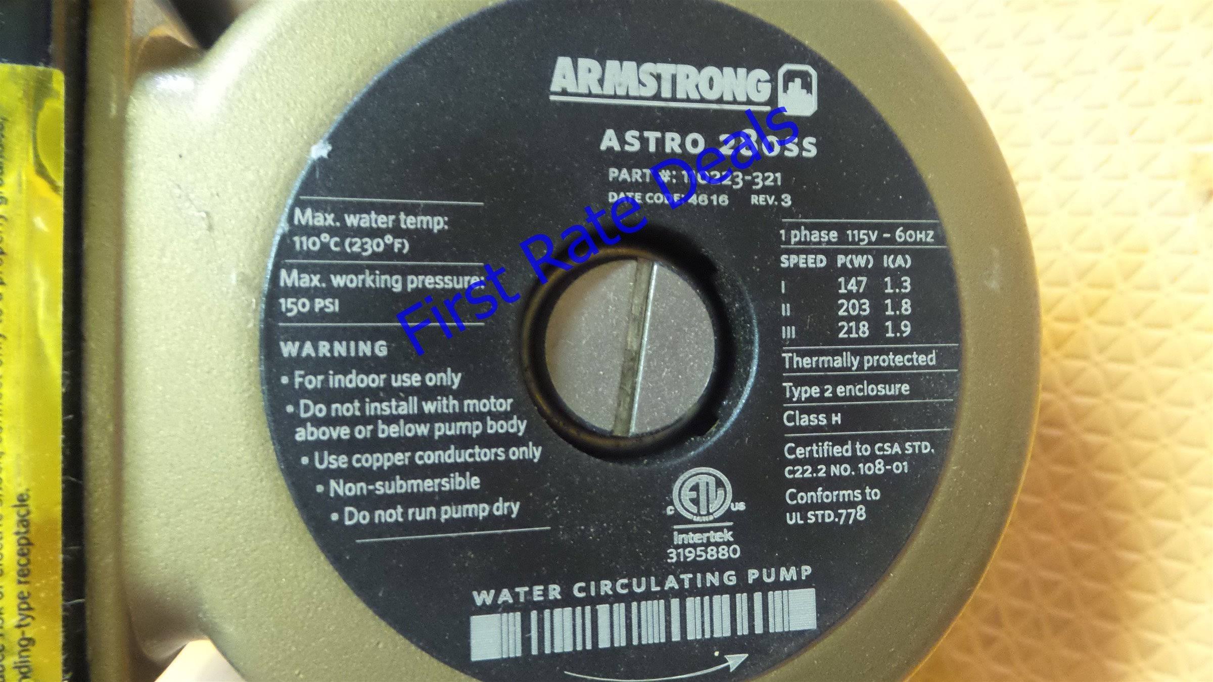 Armstrong Pumps Inc. Astro 280SS Circulator Pump,Open,115V,5/16 HP