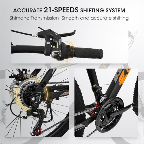 A26322 26-inch Mountain Bike Adult Aluminum Frame Shock Absorbing Front Fork Bike 21-Speed disc Brake Mountain Bike