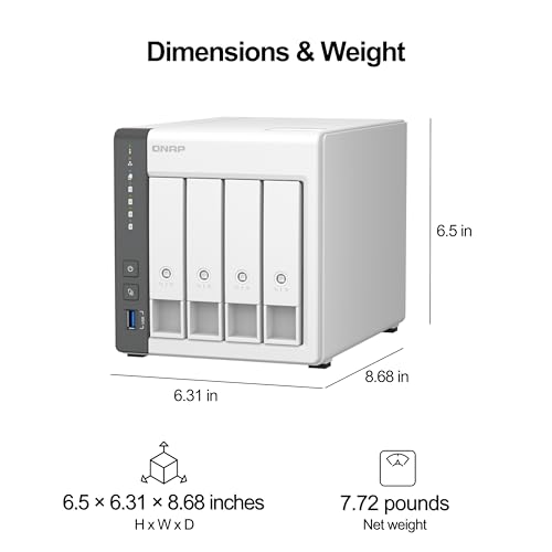 QNAP 4 Bay NAS with 12TB Storage Capacity, Preconfigured RAID 5 Seagate IronWolf Drives Bundle, 2.5GbE Ports (TS-433-4G-44ST-US)